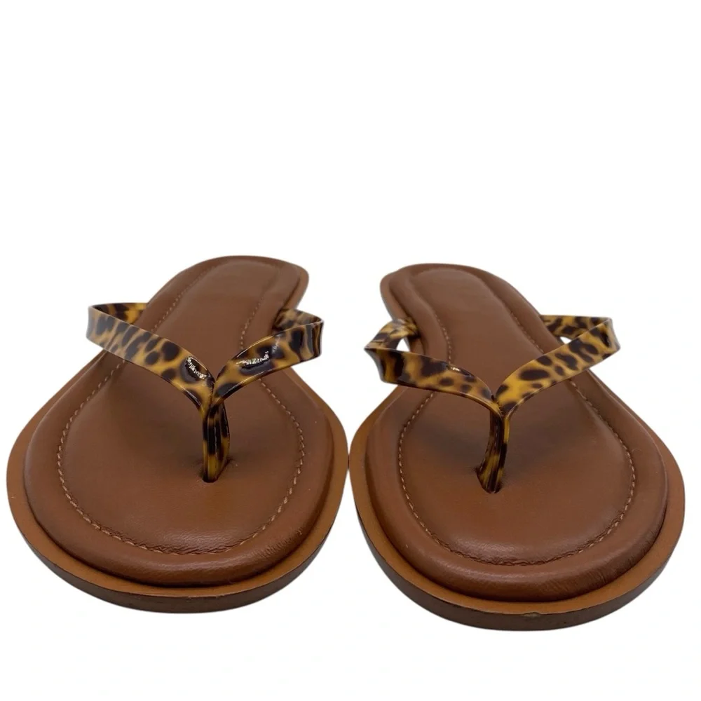 J. Crew Womens Shoes Leather Thong Sandals 6 Leopard Flat Casual Italy Slip On - Picture 4 of 9